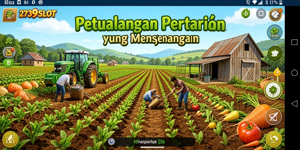 Screenshot gameplay 2739SLOT menampilkan ladang yang subur dan hewan ternak.