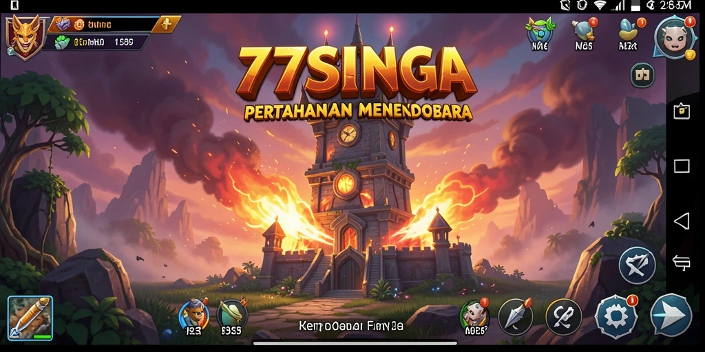 Tangkapan layar menunjukkan pertarungan seru di game Tower Defense.