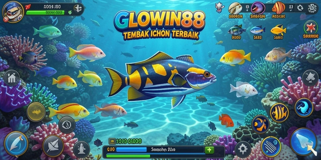 Screenshot GLOWIN88 menampilkan serunya gameplay Tembak Ikan.