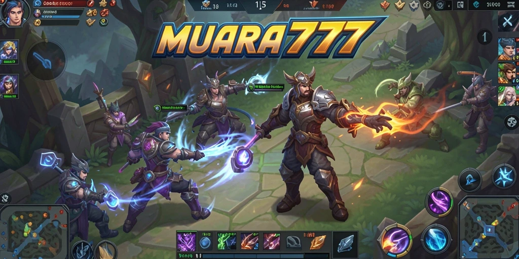 Screenshot gameplay MOBA yang menunjukkan pertarungan seru di arena.