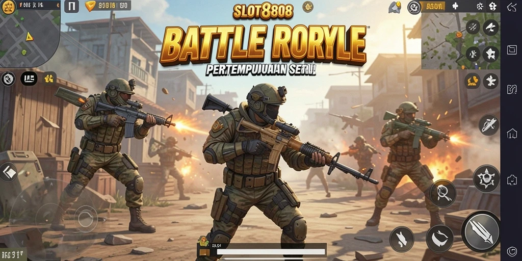 Tampilan gameplay SLOT8808 dengan aksi Battle Royale yang mendebarkan.
