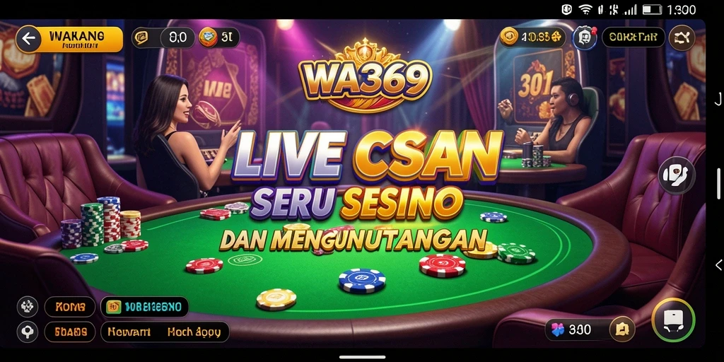 Screenshot gameplay WA369 menampilkan dealer profesional dalam aksi di Live Casino.